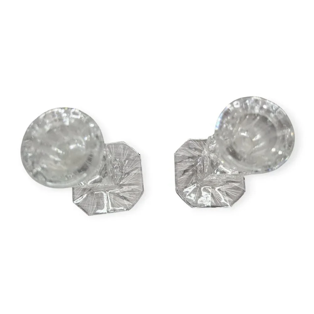 Vintage Pair Set Cut Lead Crystal Candle Stick Holders Pinwheel Pattern 6